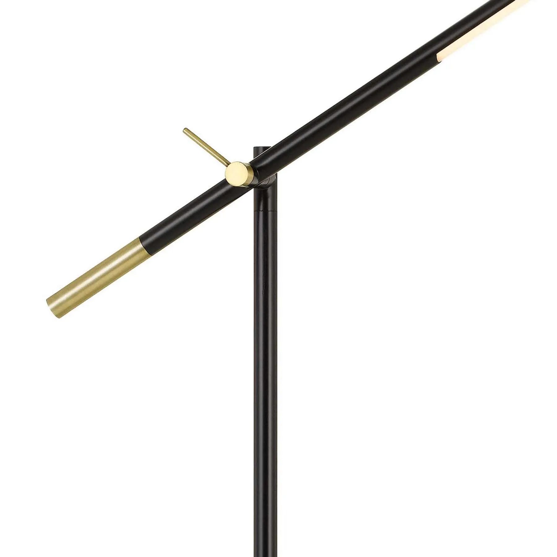 10 Watt Adjustable Metal Frame Floor Lamp, Black And Brass By Benzara