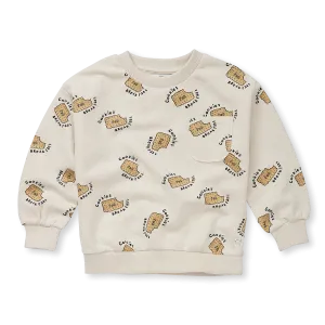 1382-SWEATSHIRT POCKET COOKIES PRINT-Ivory