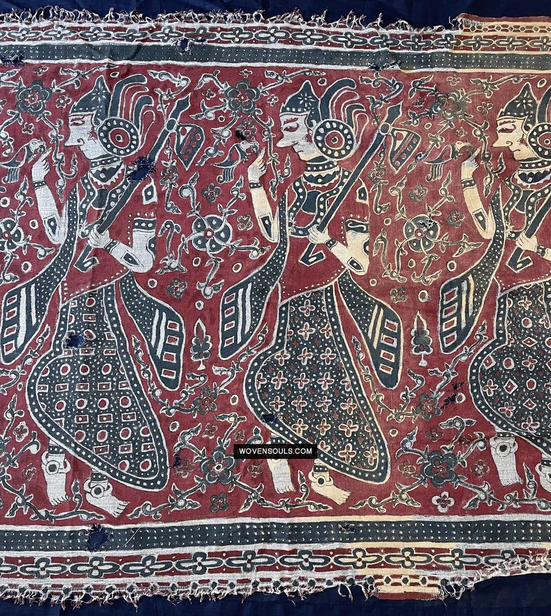 1642 Rare Toraja Ceremonial Cloth with a Row of Female Musicians