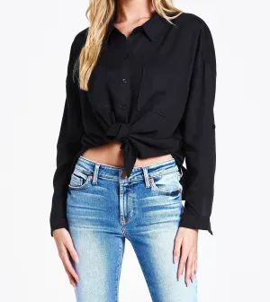 ARIANNA FRONT TIE SHIRT BLACK