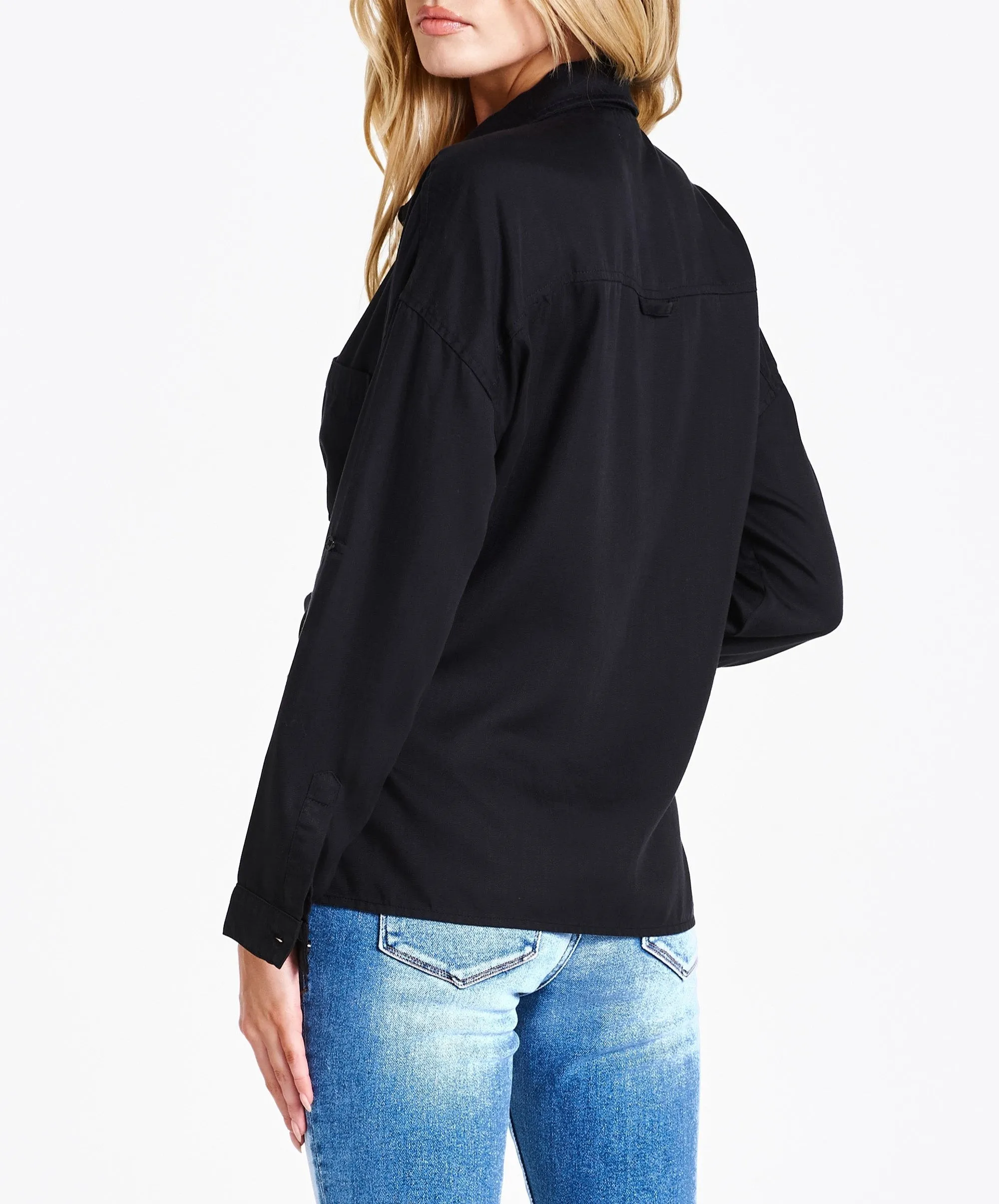 ARIANNA FRONT TIE SHIRT BLACK