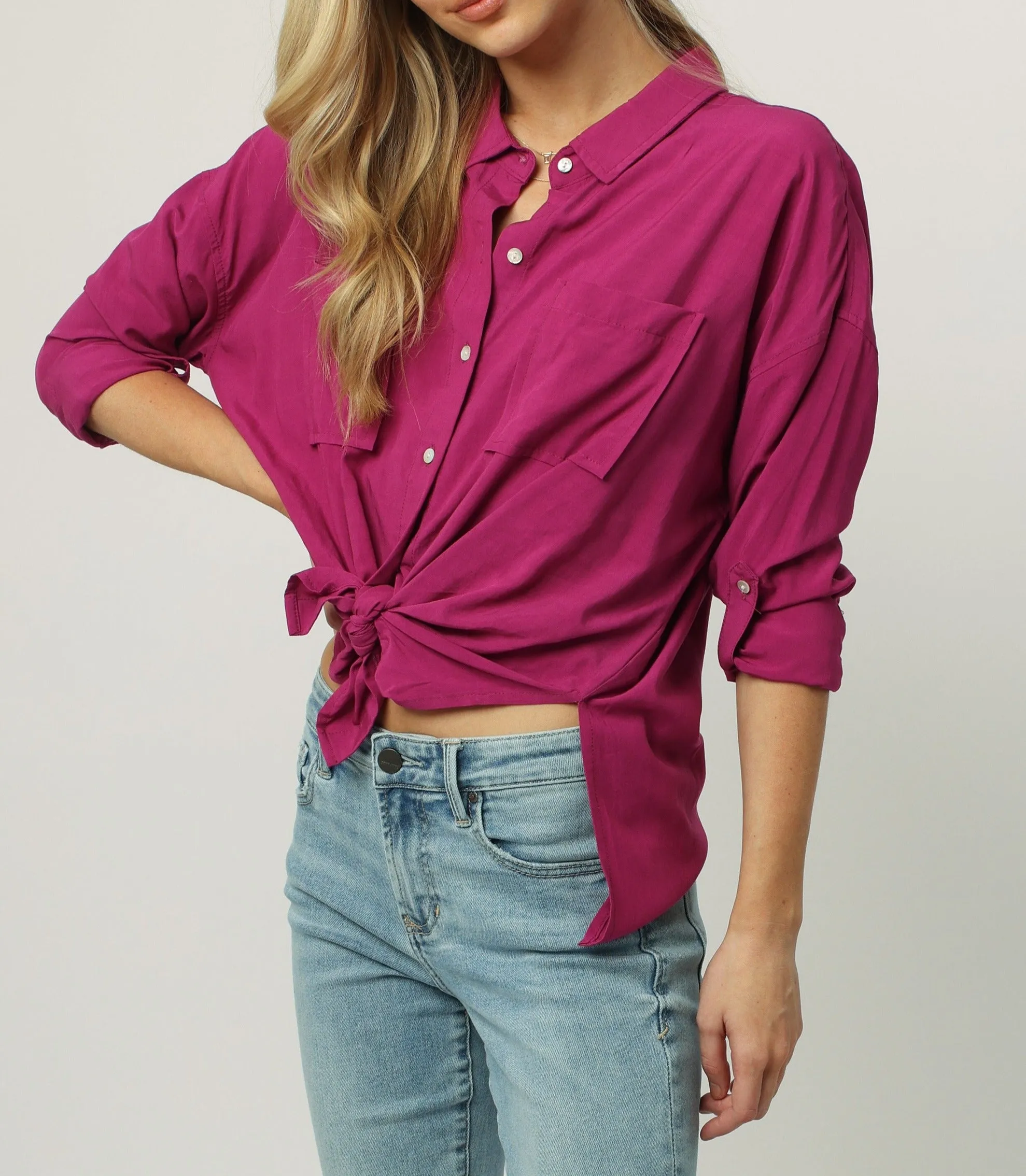 ARIANNA FRONT TIE SHIRT MAGENTA HAZE