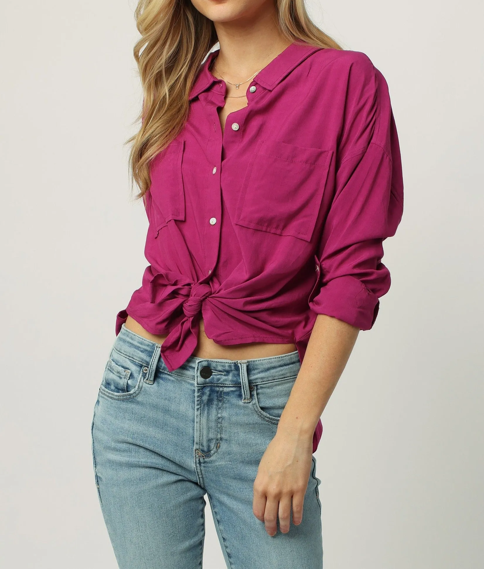 ARIANNA FRONT TIE SHIRT MAGENTA HAZE