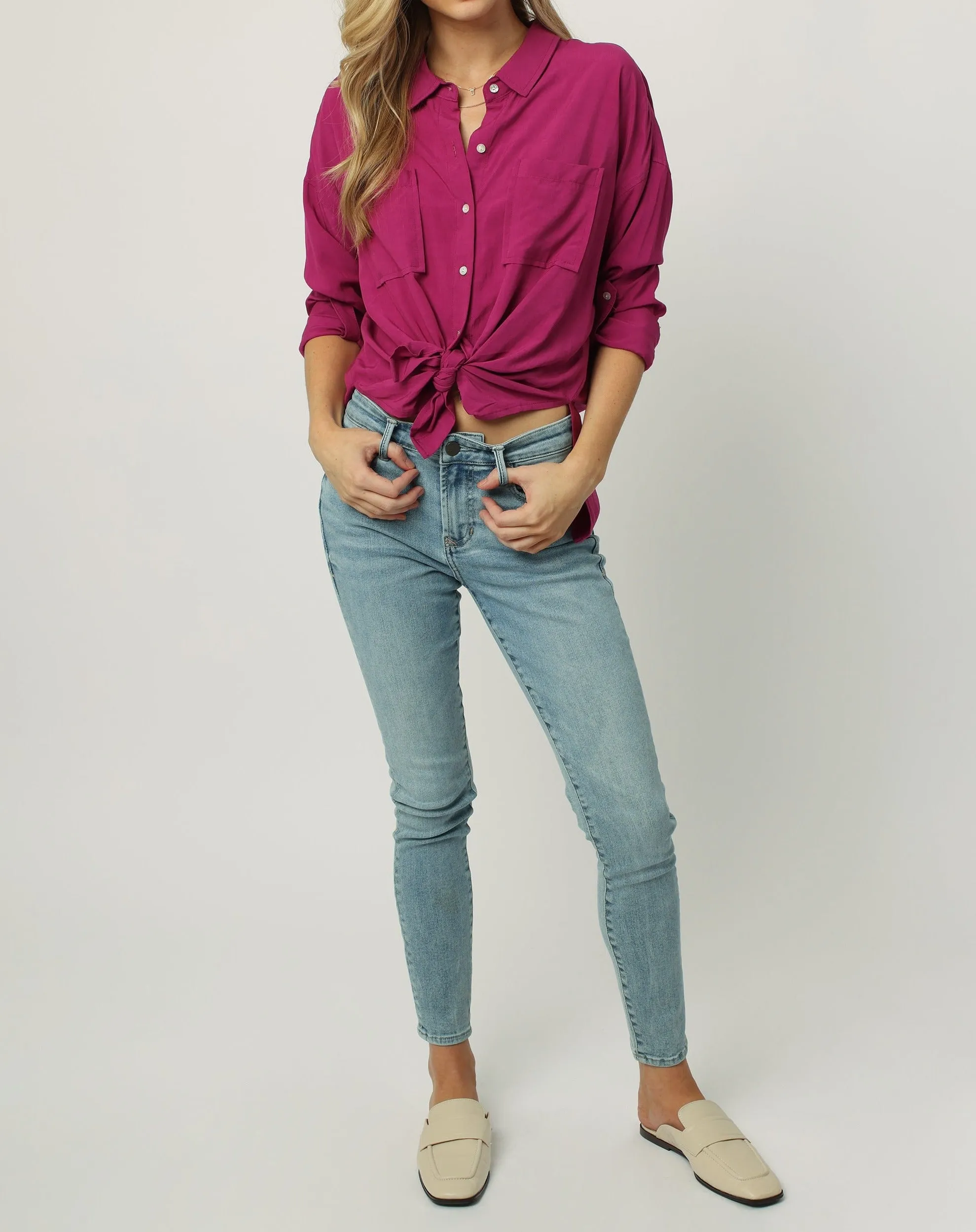 ARIANNA FRONT TIE SHIRT MAGENTA HAZE