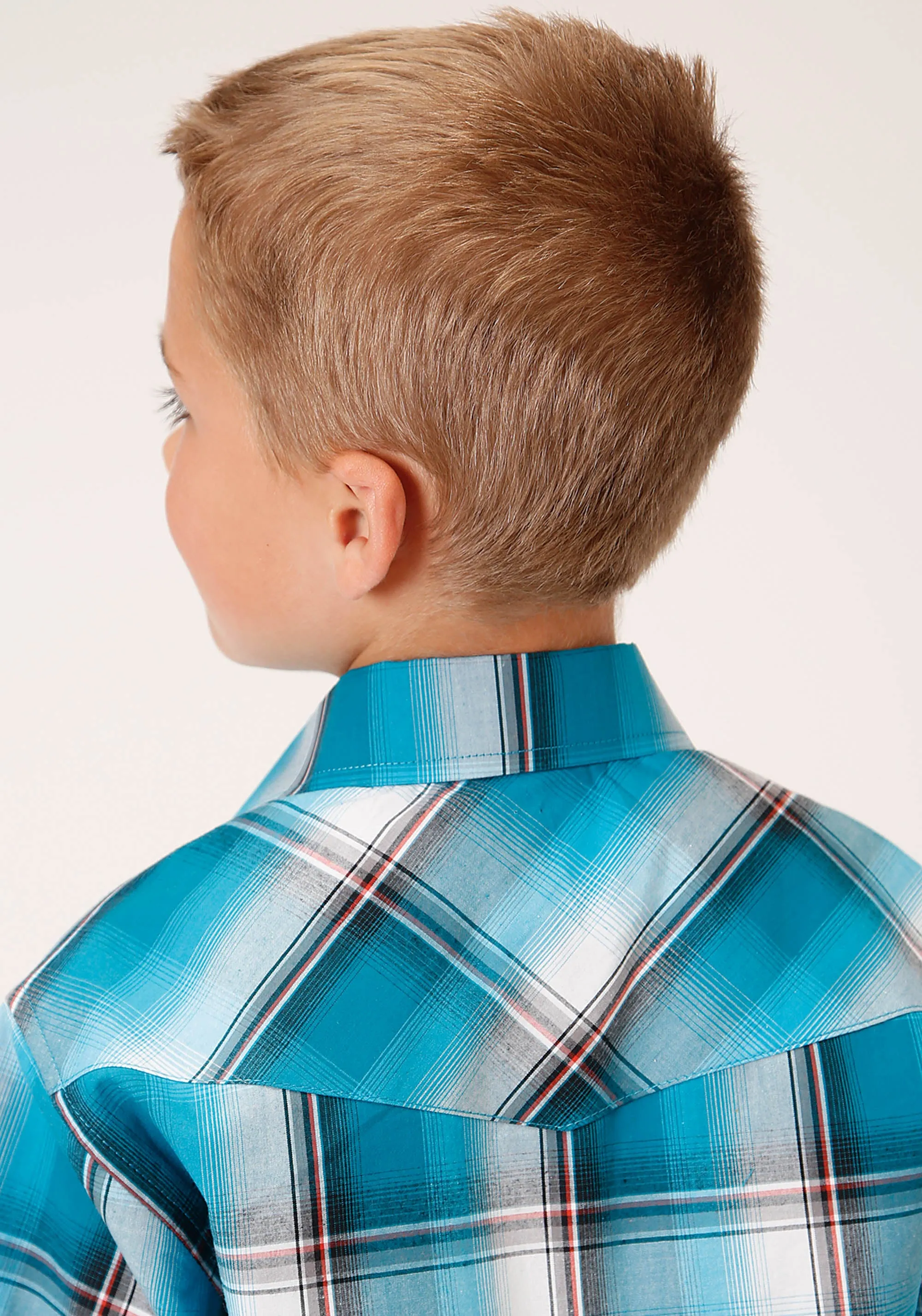 BOYS SHORT SLEEVE SNAP DEEP POOL OMBRE WESTERN SHIRT