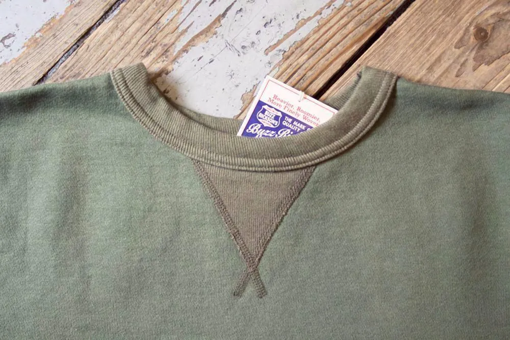 Buzz Rickson Olive Single-V Needle Sweatshirt