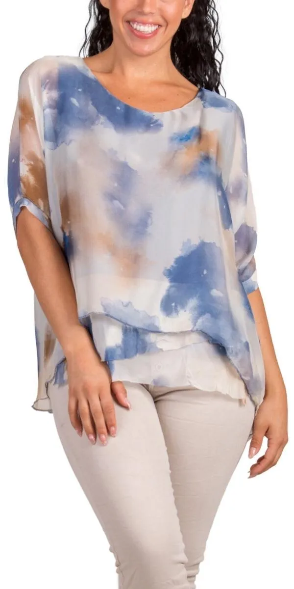 Carmelina Watercolor Silk Kaftan