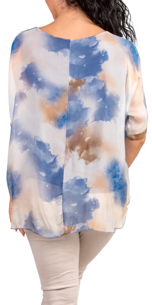 Carmelina Watercolor Silk Kaftan