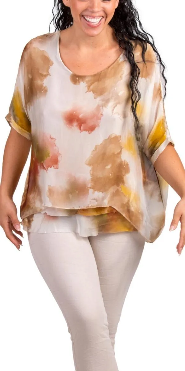 Carmelina Watercolor Silk Kaftan