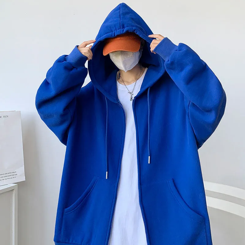 Casual Simple Solid Color Zipper Hooded Jacket