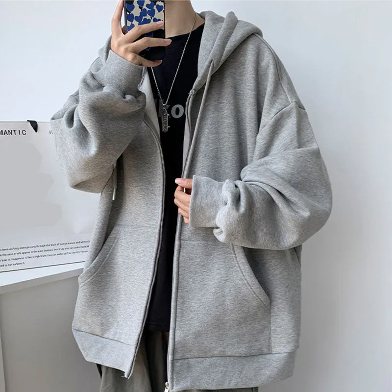 Casual Simple Solid Color Zipper Hooded Jacket