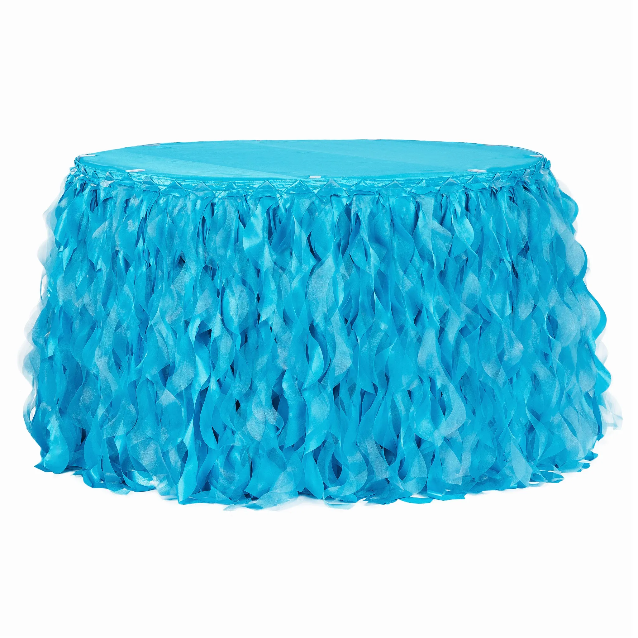 Curly Willow 14ft Table Skirt - Aqua Blue