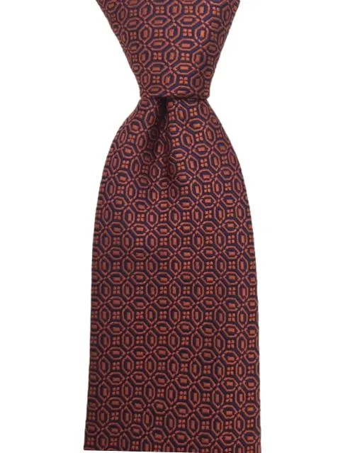 Dark Orange and Blue Geometric Men's Tie