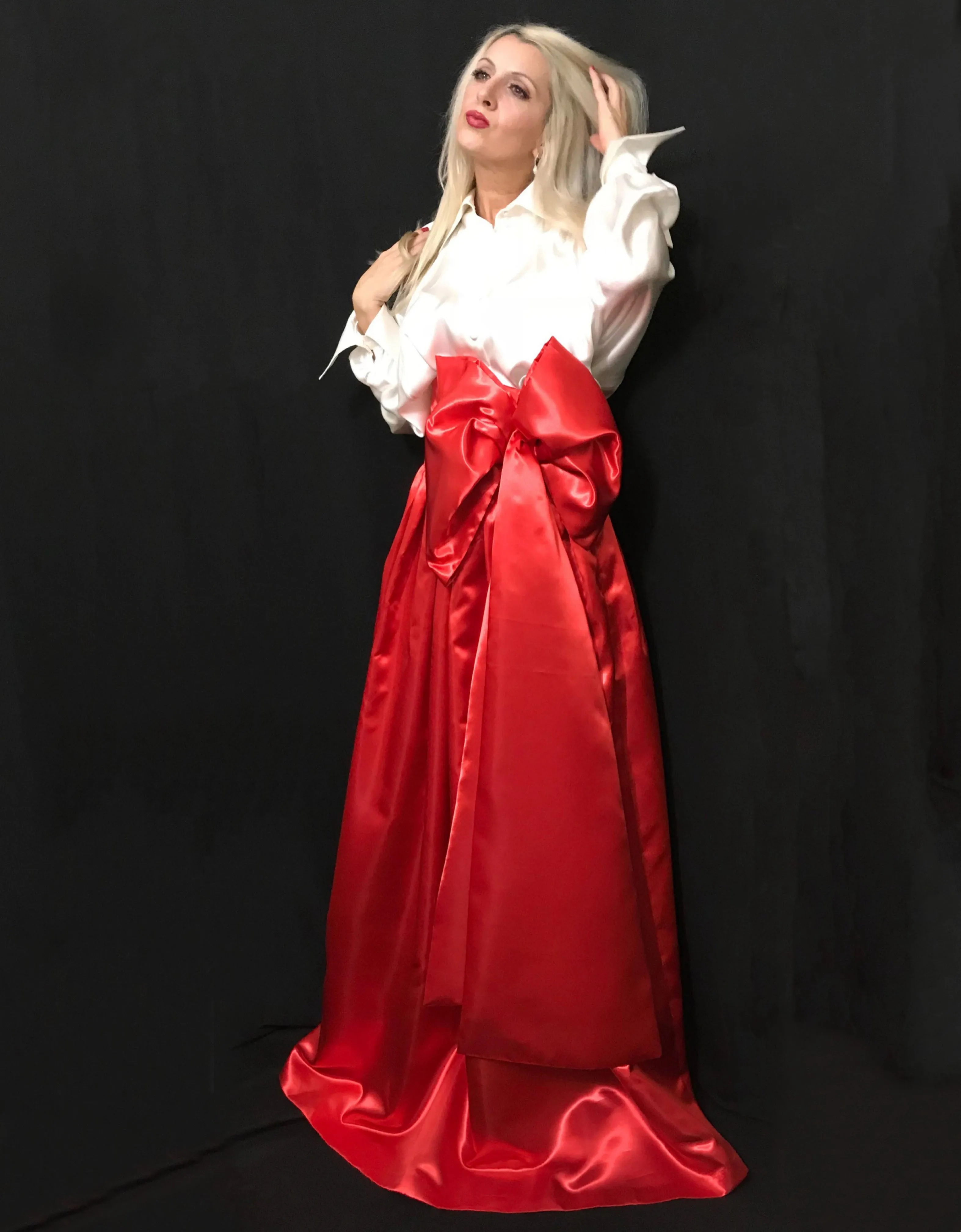 Evenings Red Satin Ballgown Skirt