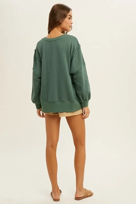 French terry sweatshirt with raw edge detail