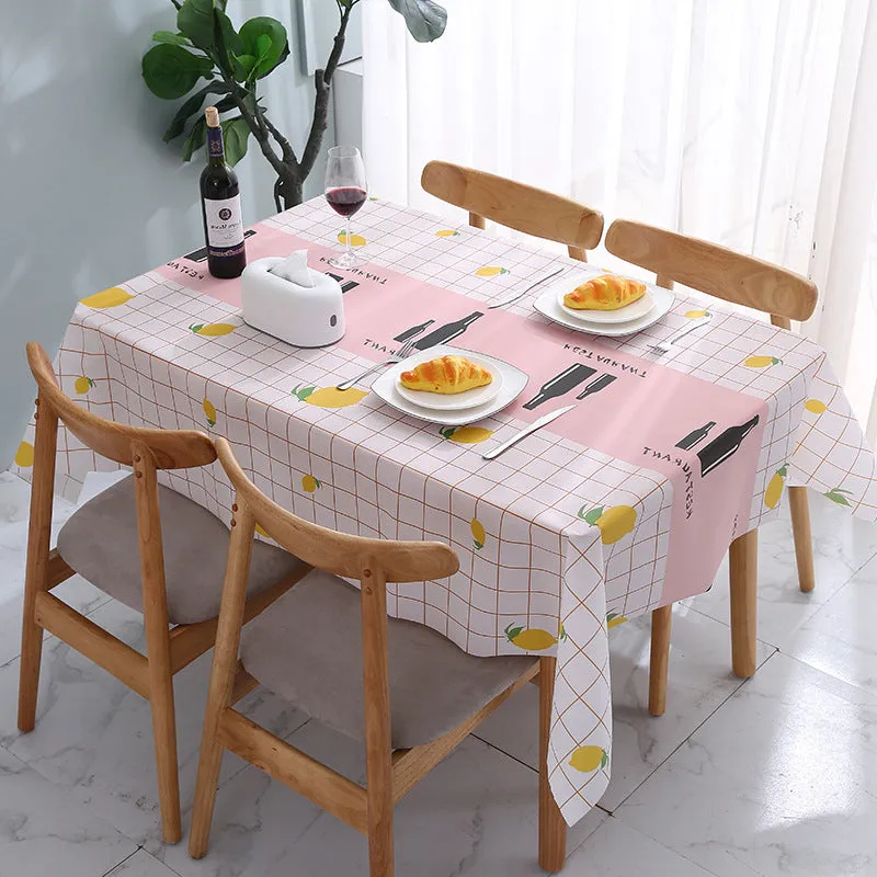 Home Nordic Style Elk Plaid Coffee Table Cloth Oil-Proof Waterproof Disposable Table Mat PVC Tablecloth