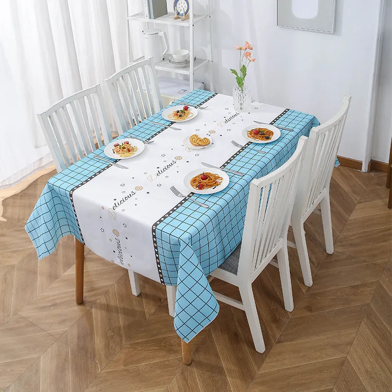 Home Nordic Style Elk Plaid Coffee Table Cloth Oil-Proof Waterproof Disposable Table Mat PVC Tablecloth