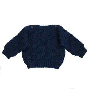 KALINKA.POPCORN SWEATER-Navy Blue