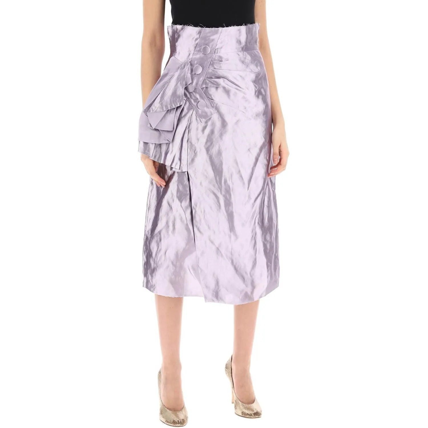 Maison Margiela 'metallic satin midi wrap skirt with