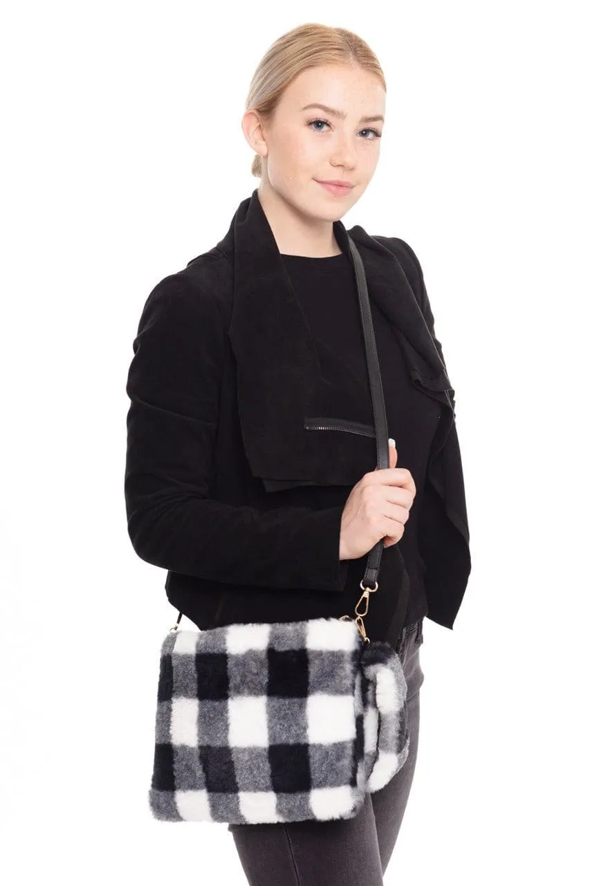 MB0113 Buffalo Plaid Crossbody Wristlet Bag