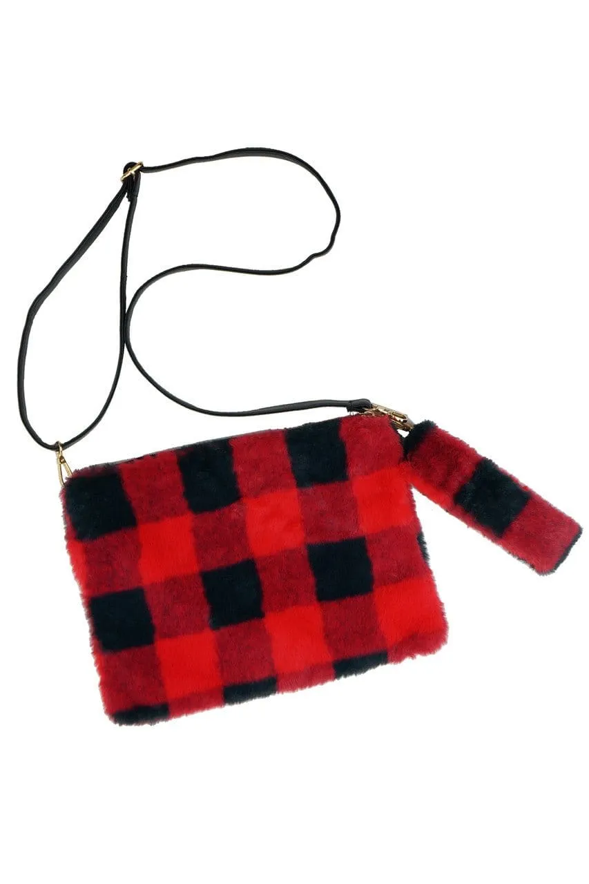 MB0113 Buffalo Plaid Crossbody Wristlet Bag