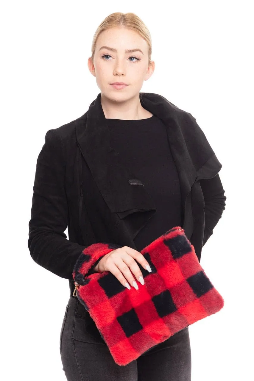 MB0113 Buffalo Plaid Crossbody Wristlet Bag