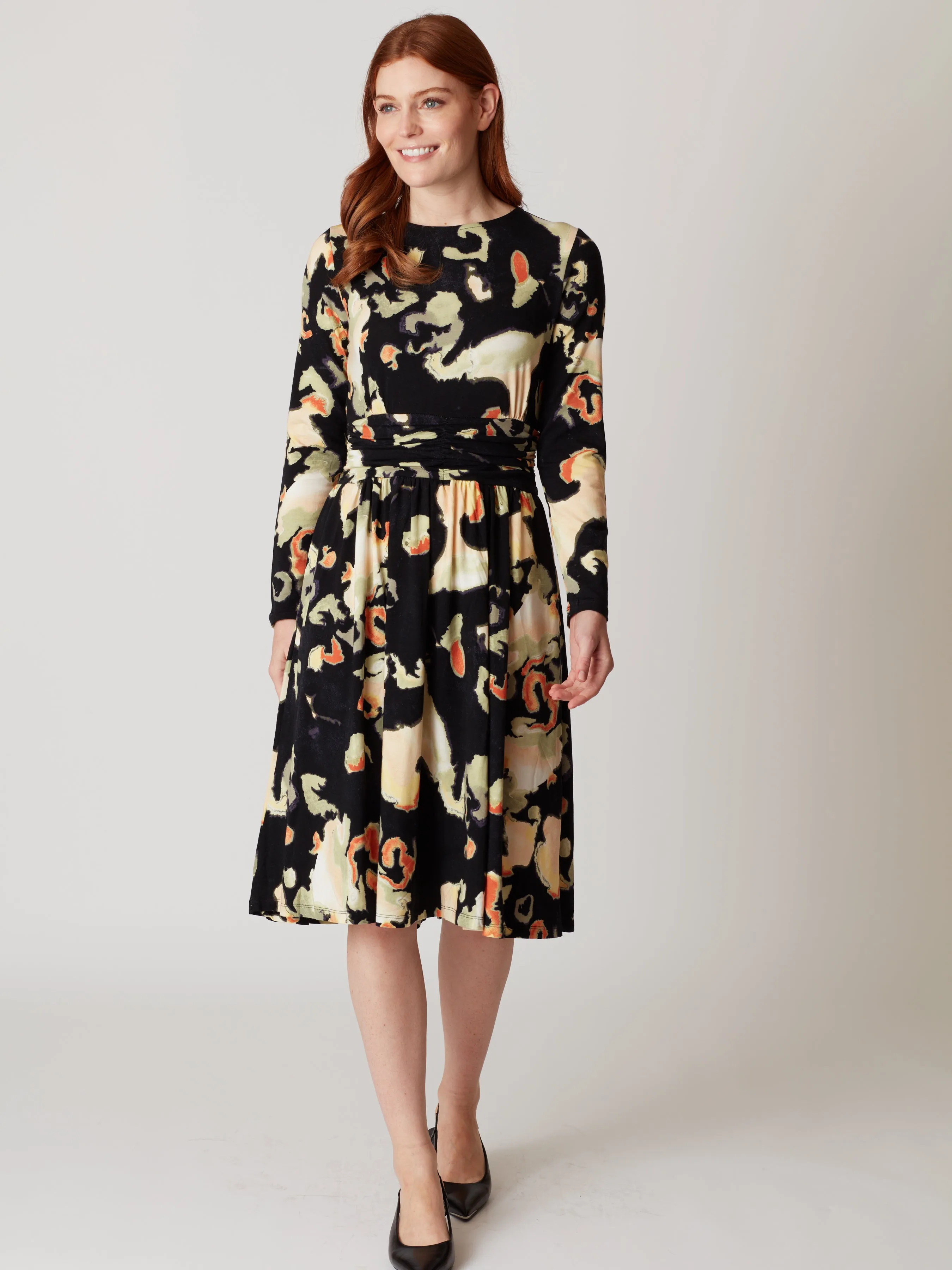 Melato Printed Long Sleeve Dress