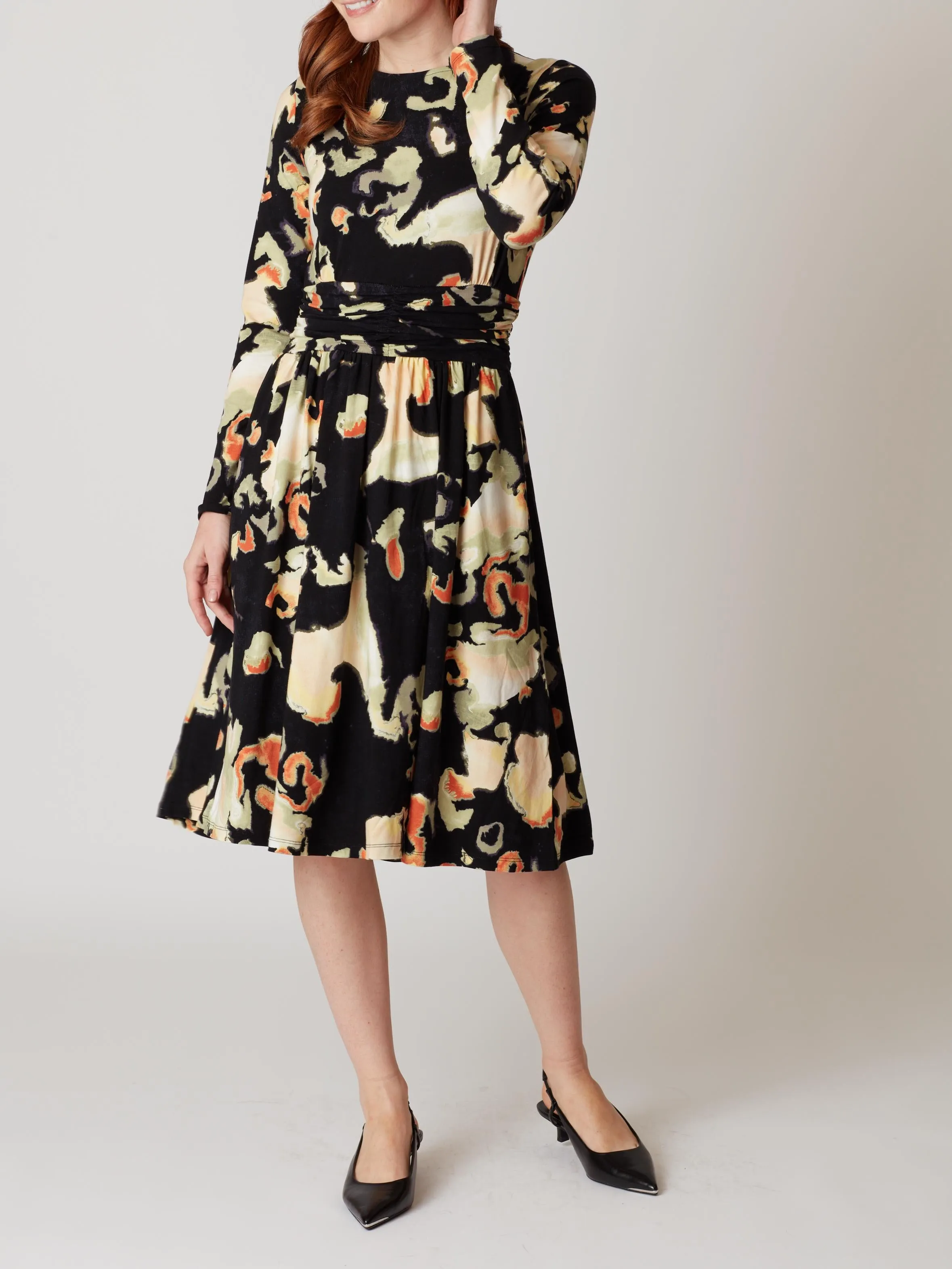 Melato Printed Long Sleeve Dress