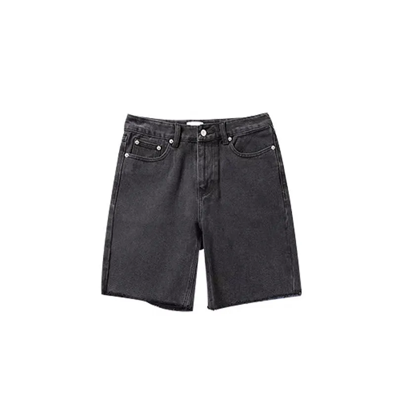 Men Summer Retro Simple Slim Fit Raw Edge Denim Shorts