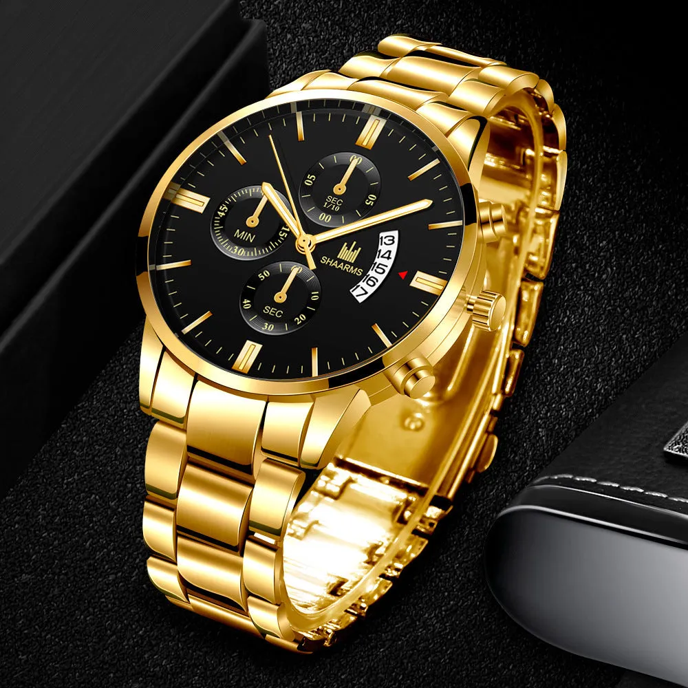 Men's Casual Simple Scale Business Calendar Steel Watch Men's Quartz