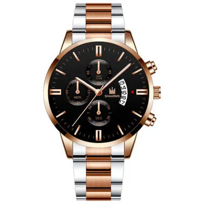 Men's Casual Simple Scale Business Calendar Steel Watch Men's Quartz