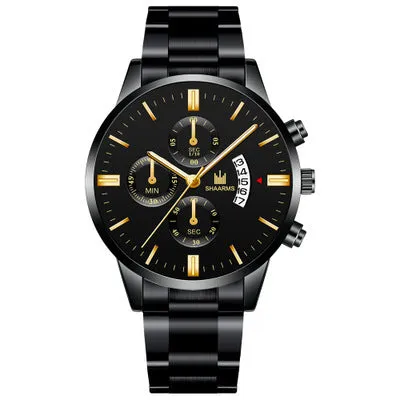 Men's Casual Simple Scale Business Calendar Steel Watch Men's Quartz