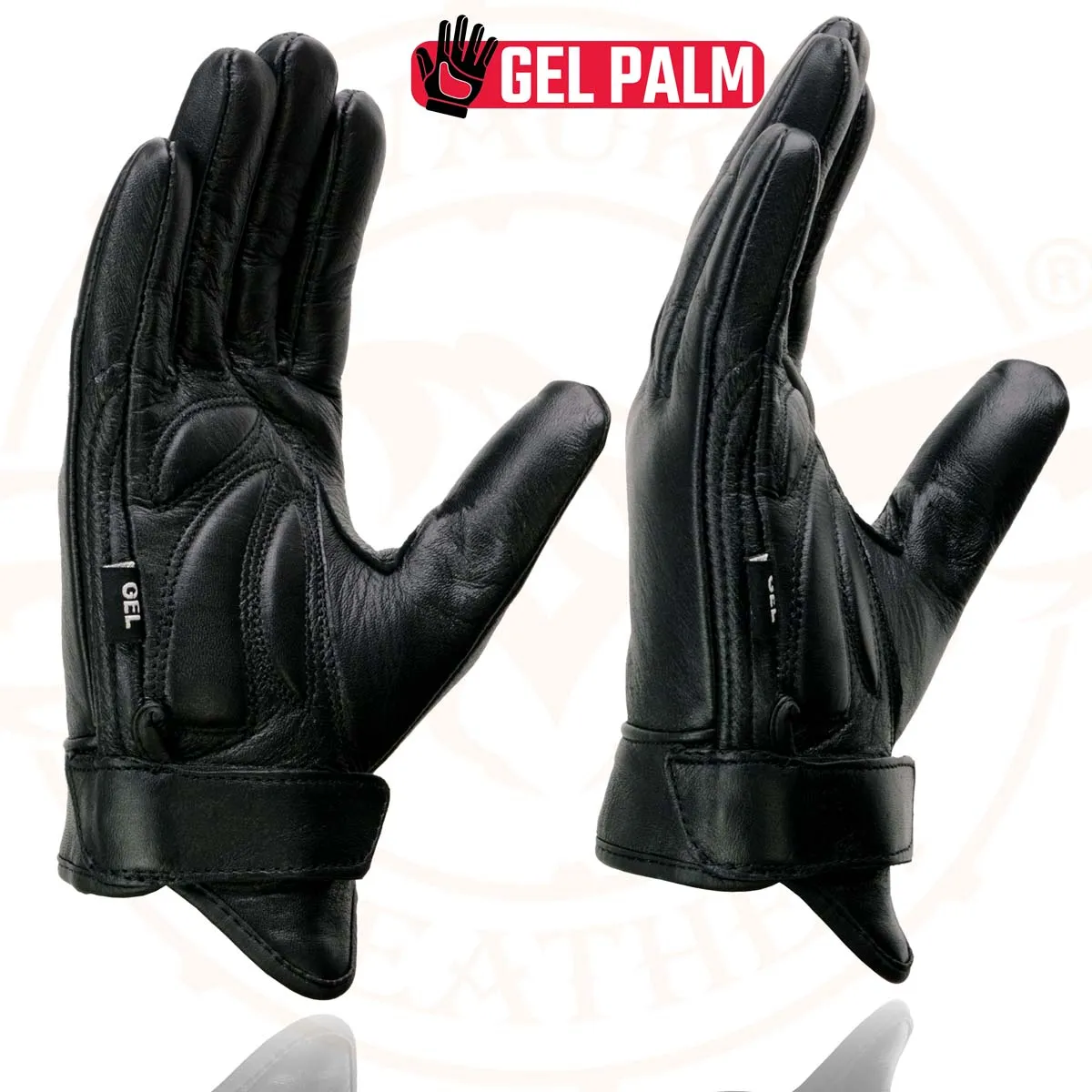 Milwaukee Leather MG7510 Men's Black Leather Gel Padded Palm Short