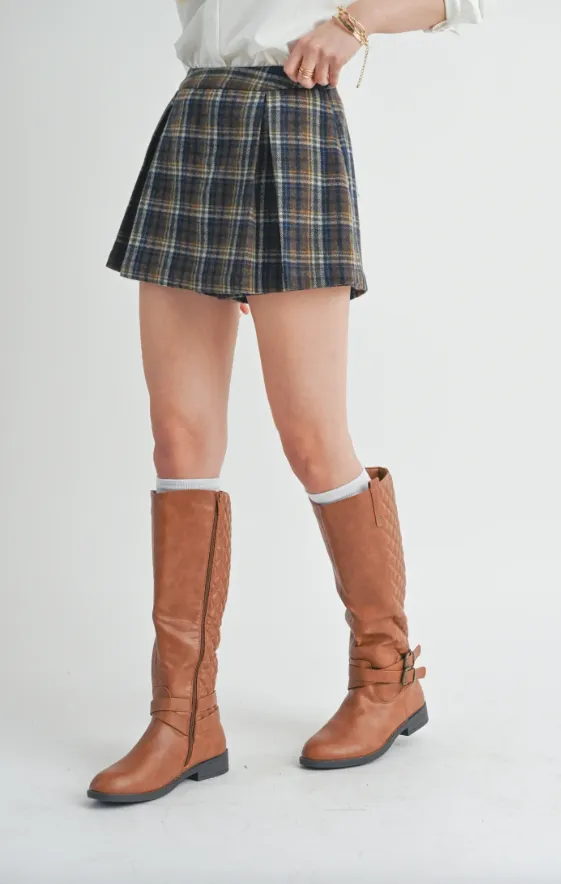 Navy Brown Old Money Skort