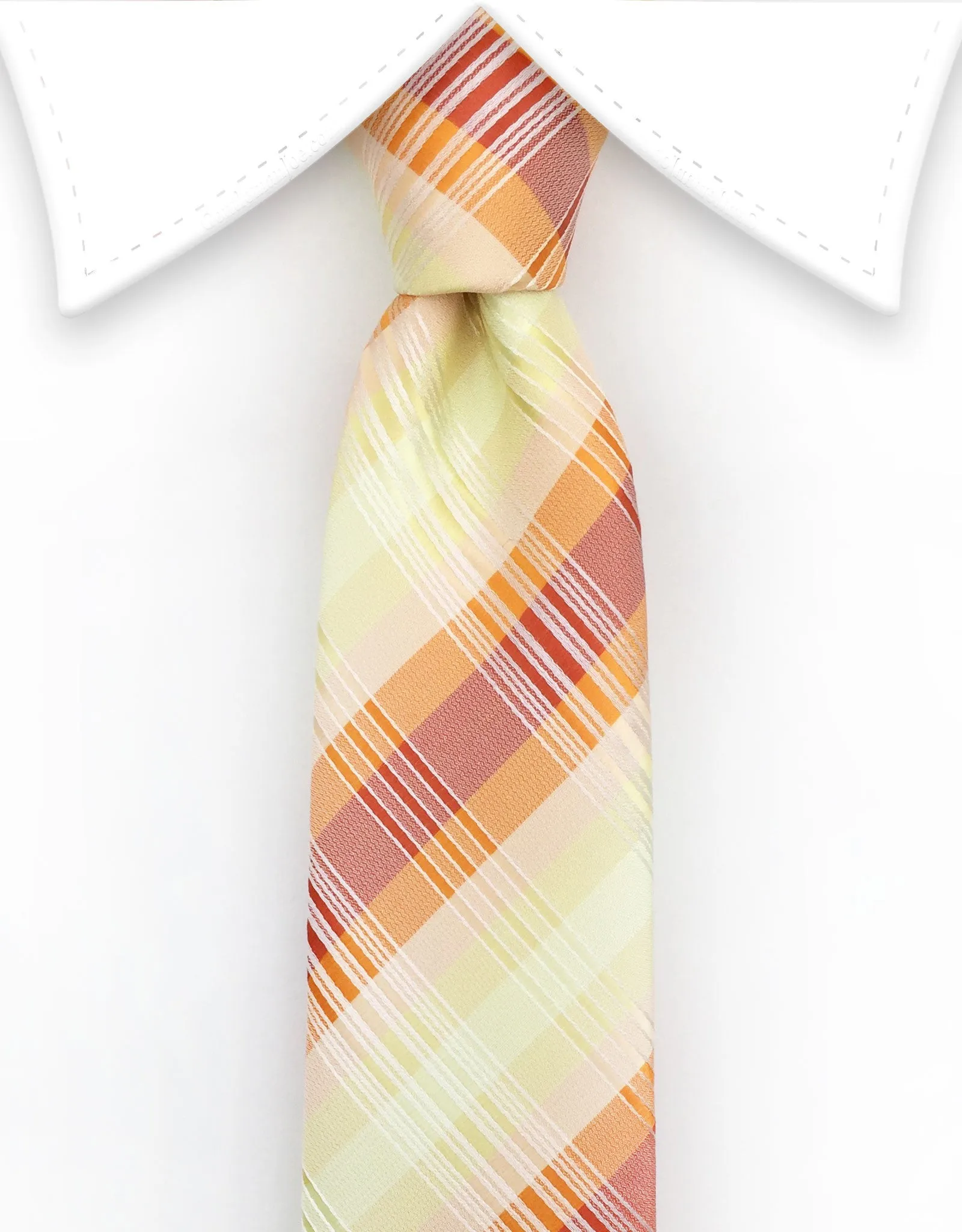 Orange & Yellow Plaid Skinny Tie