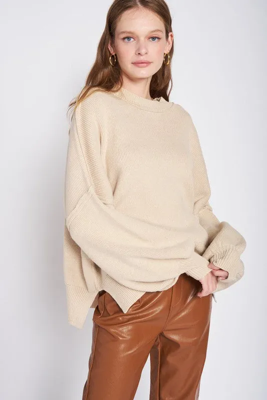 Oversized Long Sleeved Side Slit Sweater