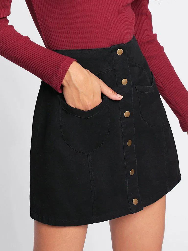 Patch Pocket Button Up Skirt