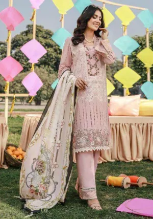 Pink Cotton With Embroidery Unstitched Pakistani Suit Dress Material