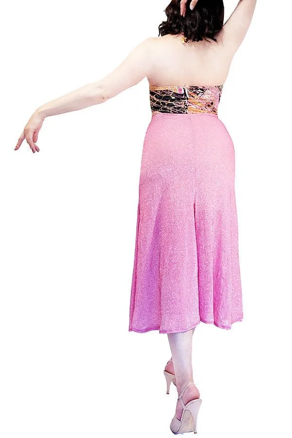 pink shimmer STELLA tango dress with slits