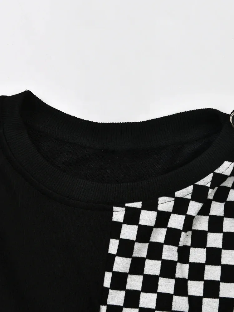 Pre Order:  Checker Print Contrast B&W Sweatshirt