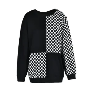 Pre Order:  Checker Print Contrast B&W Sweatshirt