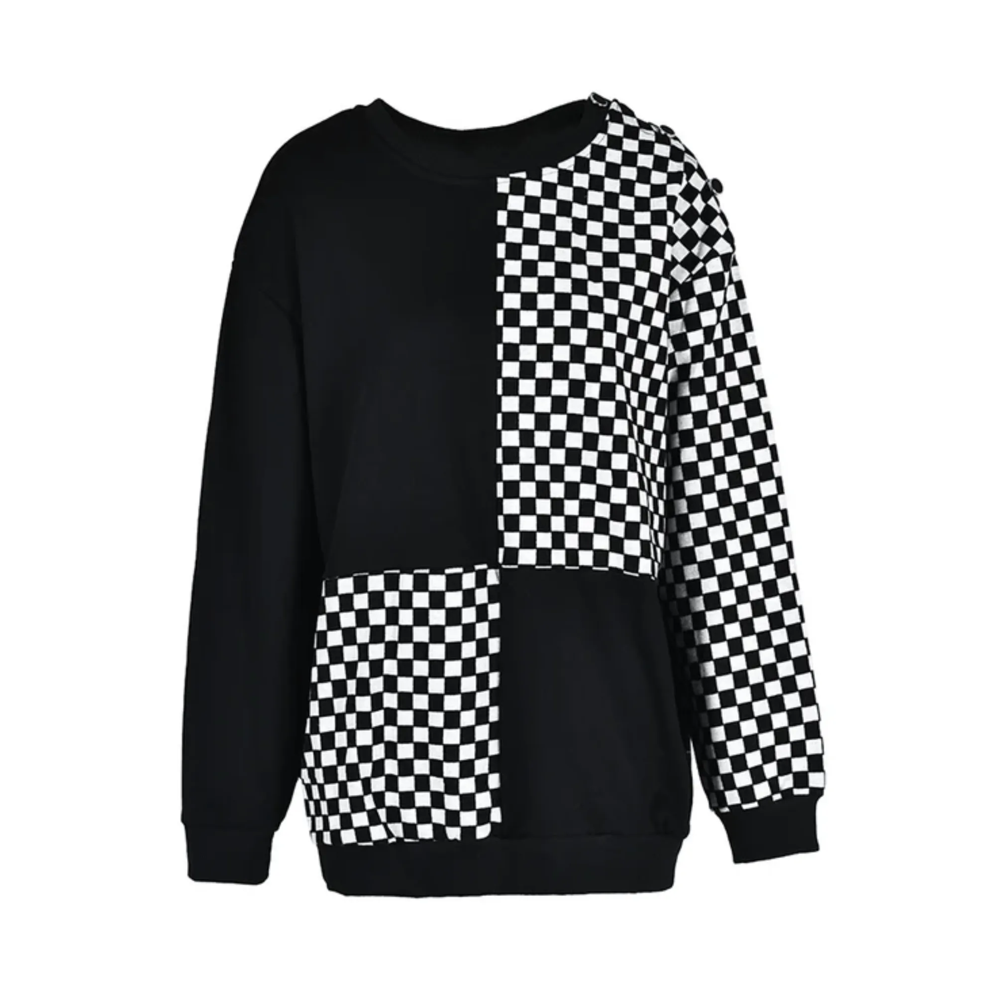 Pre Order:  Checker Print Contrast B&W Sweatshirt