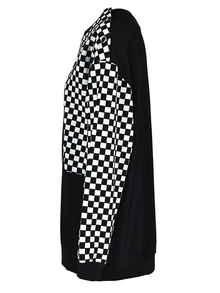 Pre Order:  Checker Print Contrast B&W Sweatshirt