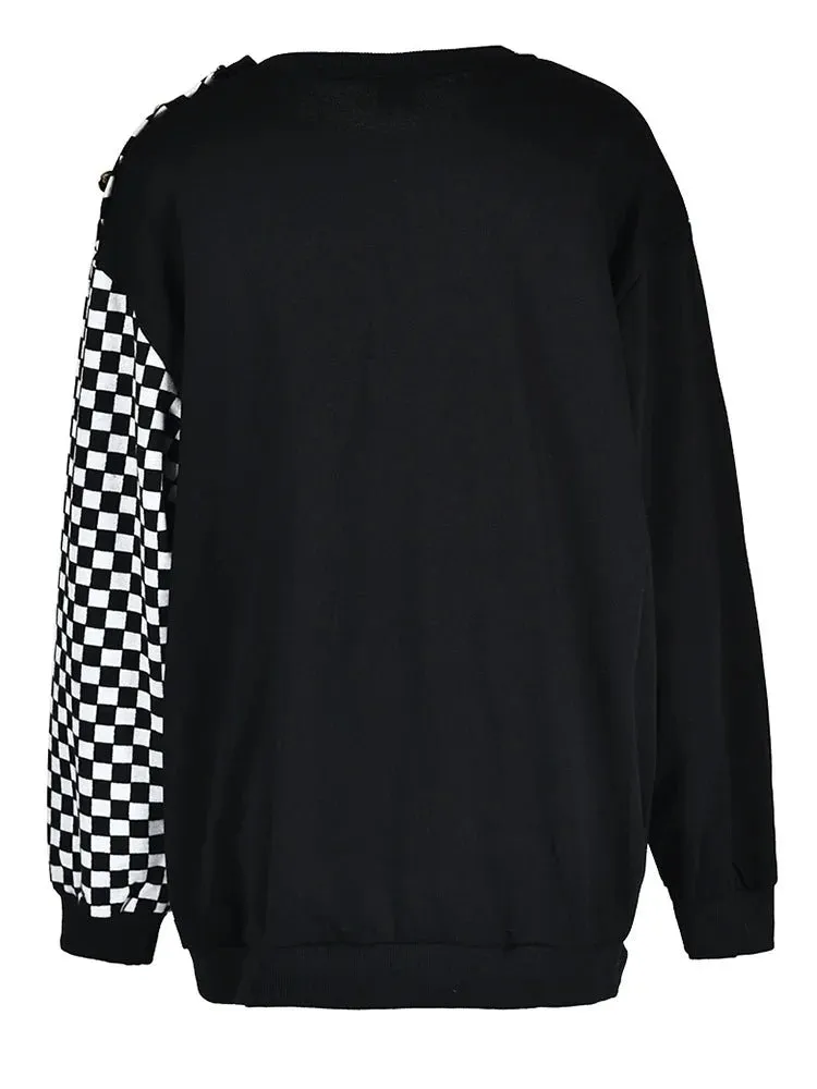 Pre Order:  Checker Print Contrast B&W Sweatshirt