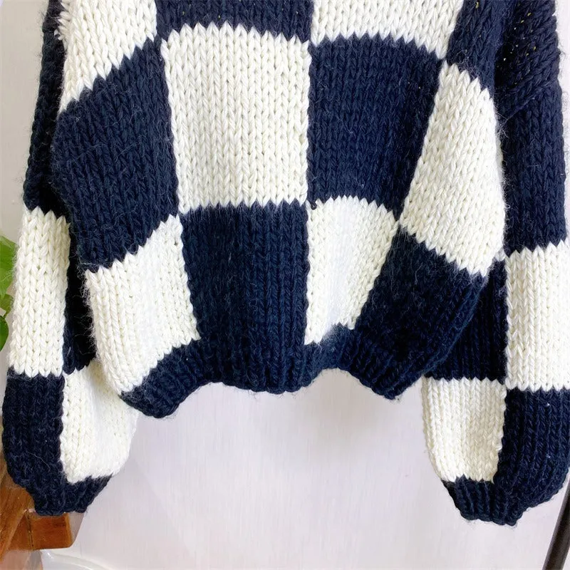 Pre Order:  Plaid Thick Needle Woven Sweater