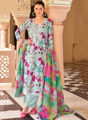 Pure Cambric Cotton Unstitched Suit Set Dress Material for Women