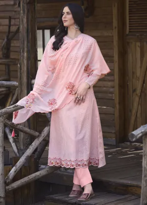 Pure Cotton Party Wear Cotton Women Unstitched Salwar Suit Pink