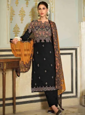 Pure Cotton Printed Black Unstitched Suit Dress Material for Ladies