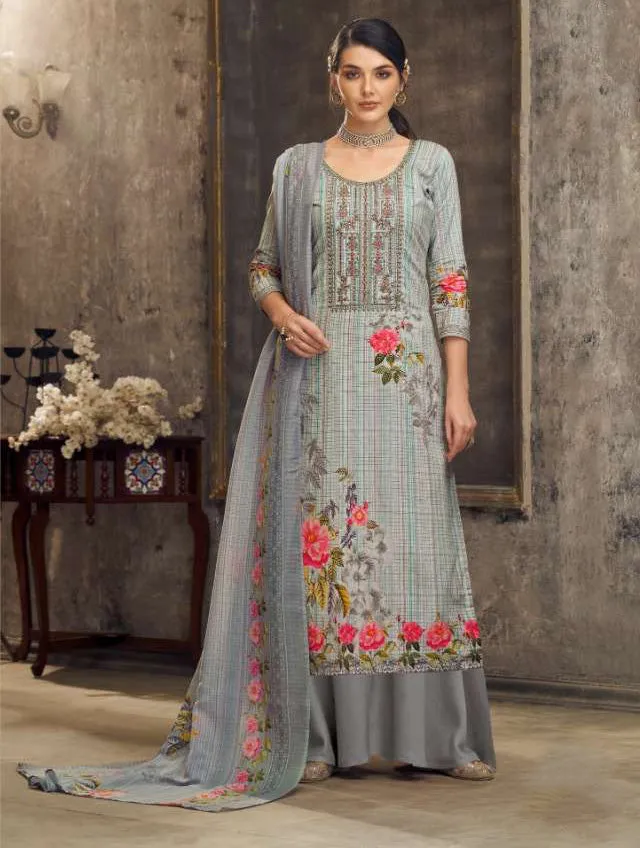 Pure Cotton Unstitched Printed Suit Set With Embroidery Dress Material