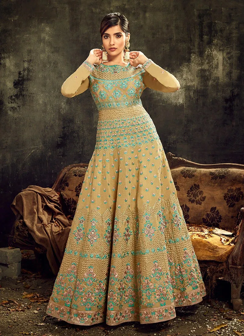 Ravishing Mustard Designer Floor Length Anarkali